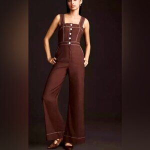 NWOT Maeve by Anthropologie 'The Colette' Linen Blend Jumpsuit in Mauve - Size 4